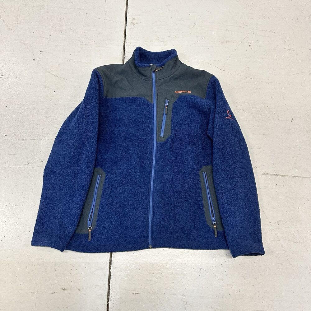 Merrell Mens Full-Zip Fleece Jacket Size XL Blue & Gray